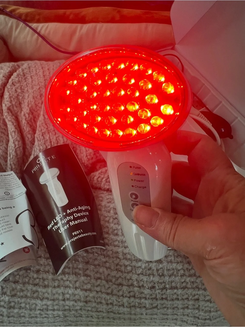 Project E Red LED+ Anti-Aging Light Therapy Device - Red & White